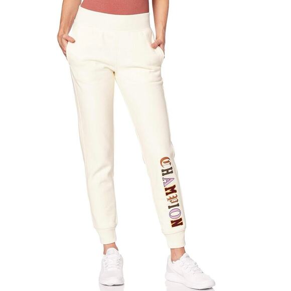 Champion Reverse Weave Jogger Sweat Pant Chalk White Old English Varsity Size M - Picture 1 of 15